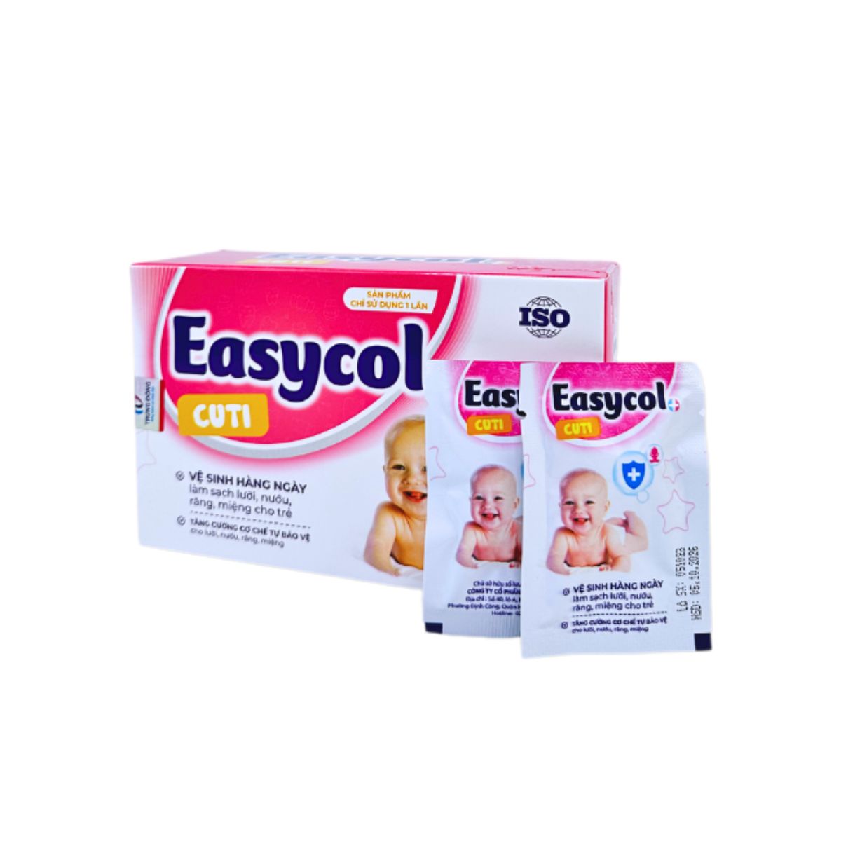 Gạc rơ lưỡi Easycol Cuti EC30 làm sạch lưỡi, nướu, khoang miệng cho bé hộp 30 gói